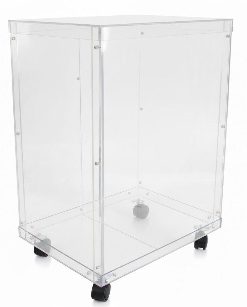 urne BACROL grande capacité sur roulettes plexiglas 55x40x70 cm fabrication sur demande suisse