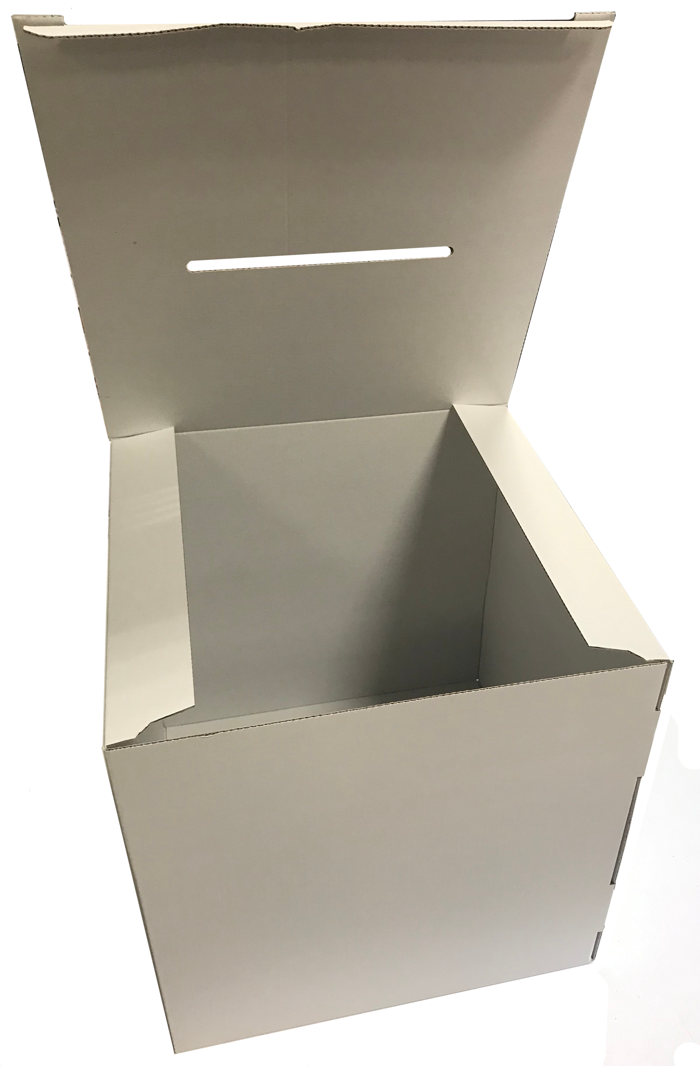 Urne carton blanche ouverte démontée pré-rainurée montage sans outil stockage plat