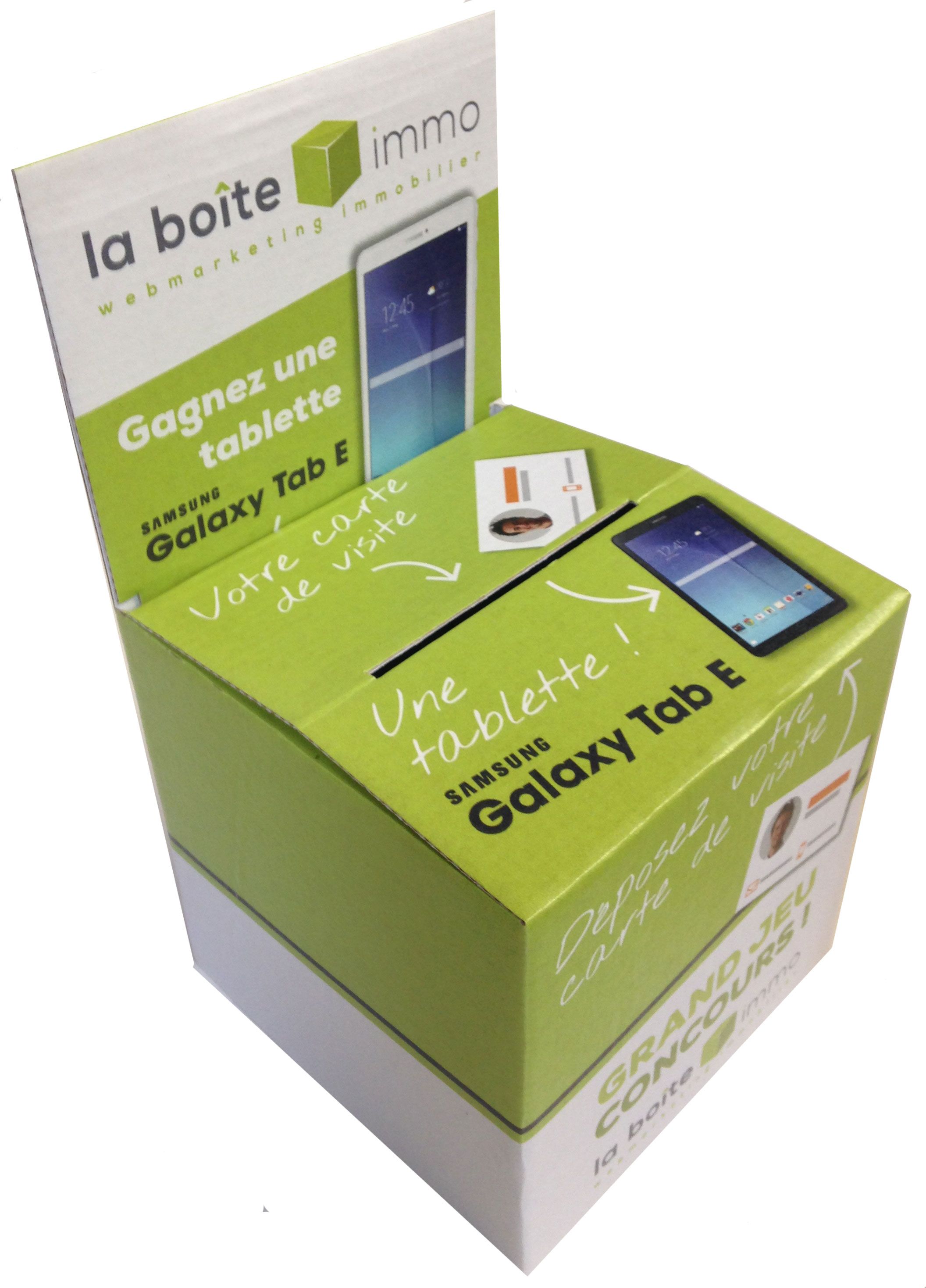 Urne carton blanche personnalisable montage facile écologique tombola jeux-concours commerce