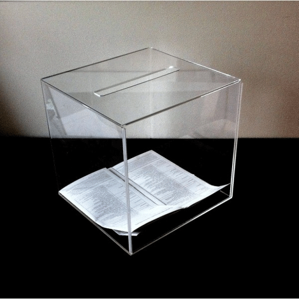 Urne plexiglas transparent sans serrure pour jeu concours animation commerciale magasin Suisse