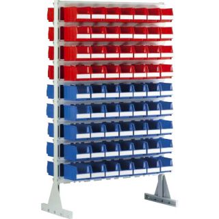 Rayonnage avec 126 bacs à bec 3 litres Systembox 2 faces