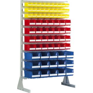 Rayonnage avec 30 bacs 0.9 litres, 28 bacs à bec 3 litres et 15 bacs à bec 8 Litres Futura