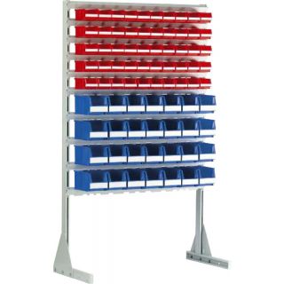 Rayonnage avec 50 bacs 0.9 litres et 28 bacs à bec 3 litres Futura