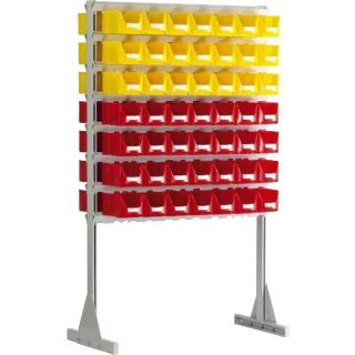 Rayonnage avec 98 bacs à bec 3 litres Systembox en double face