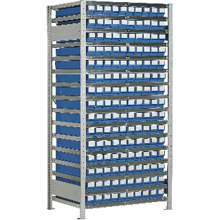 Rayonnage LB GR 5/150 de 150 bacs LB 500 E sur 16 étagères