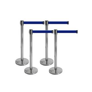 Poteaux de guidage chromés à sangle BLEUE BLU940