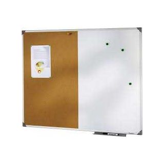 Tableau bivalent liège et laqué blanc 90 x 120 cm cadre alu