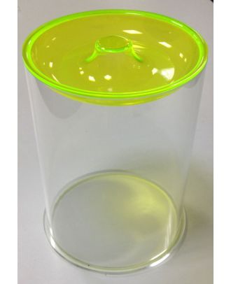 Boîte alimentaire plexiglas TUBE200 avec couvercle jaune